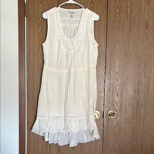 Cream Sleeveless Dress with Lace Detail